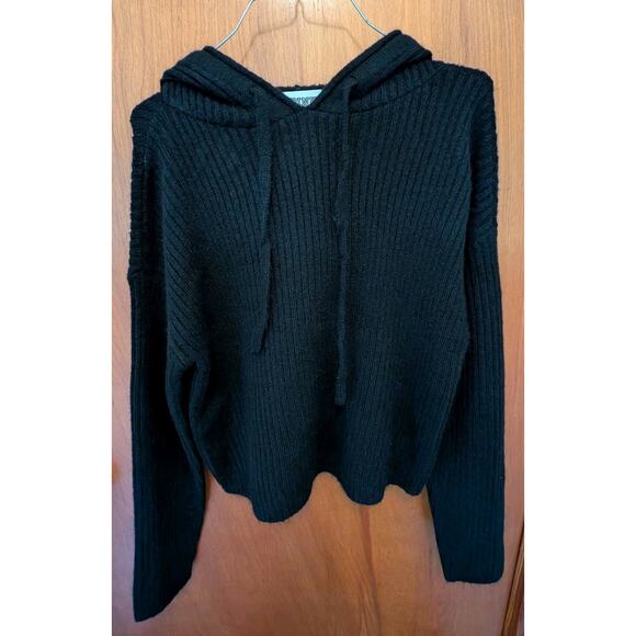 Victoria's Secret Pink LS Black Hooded Crop Sweater Women's Size XS New NWT - Picture 1 of 7